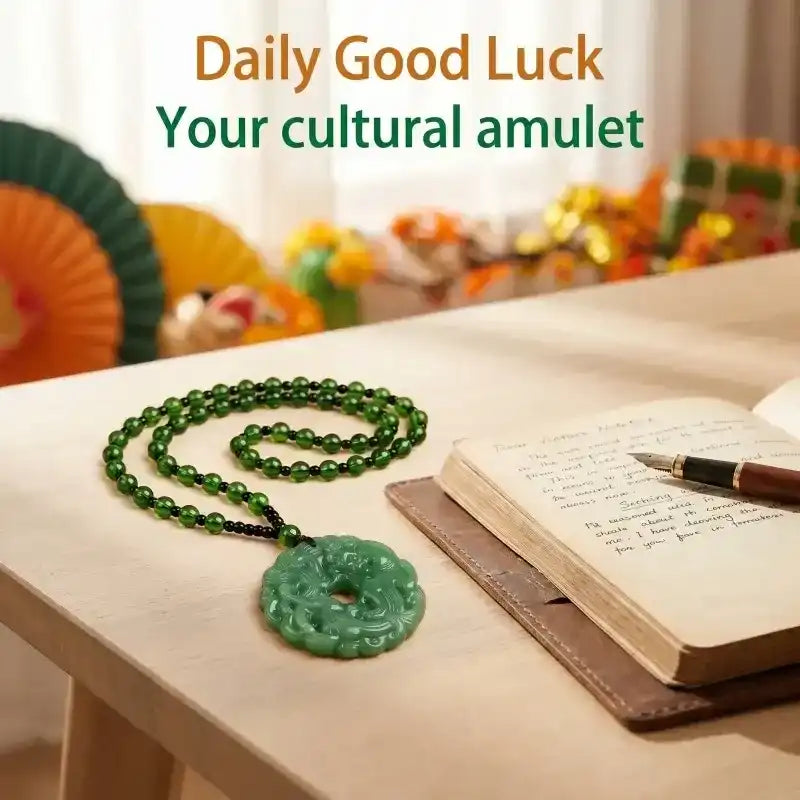 1pc Green Jade Hand-Carved Pixiu Dragon Pendant Necklace. In the East, Pixiu is a famous mythical creature believed to bring wealth. A protective and lucky amulet suitable for men and women.