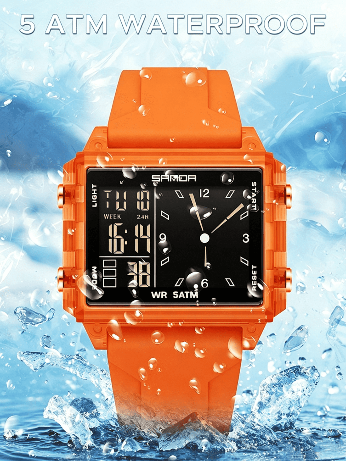 SANDA Unisex Analog-Digital Fashion Watch – Comfort-Fit Silicone Strap that Mimics the Skin, Waterproof & Luminous. Multi-Functional Youth Style Watch with Countdown Timer, Perfect for Casual Wear.