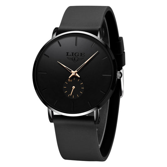 LIGE Sleek Minimalist Men's Watch – 40mm Ultra‑Thin Design, 30M Water Resistant