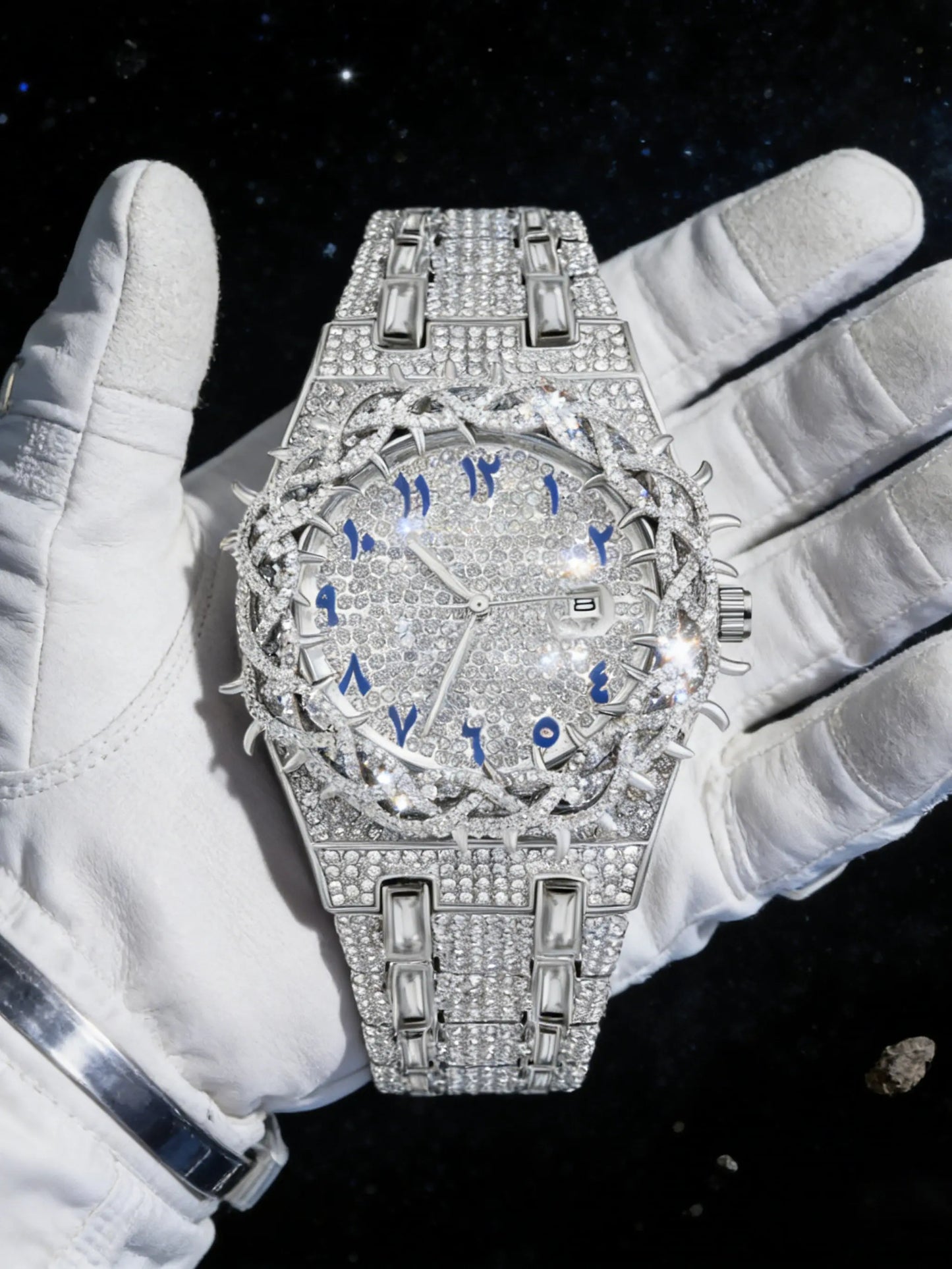Men's Quartz Watch New Full Rhinestone Strap Ice-Cold Hip-Hop Large Dial, Unique Mesh Zirconia Design, Party Gift for Men Women, Rhinestone Watches, Rhinestone Wrist Watch