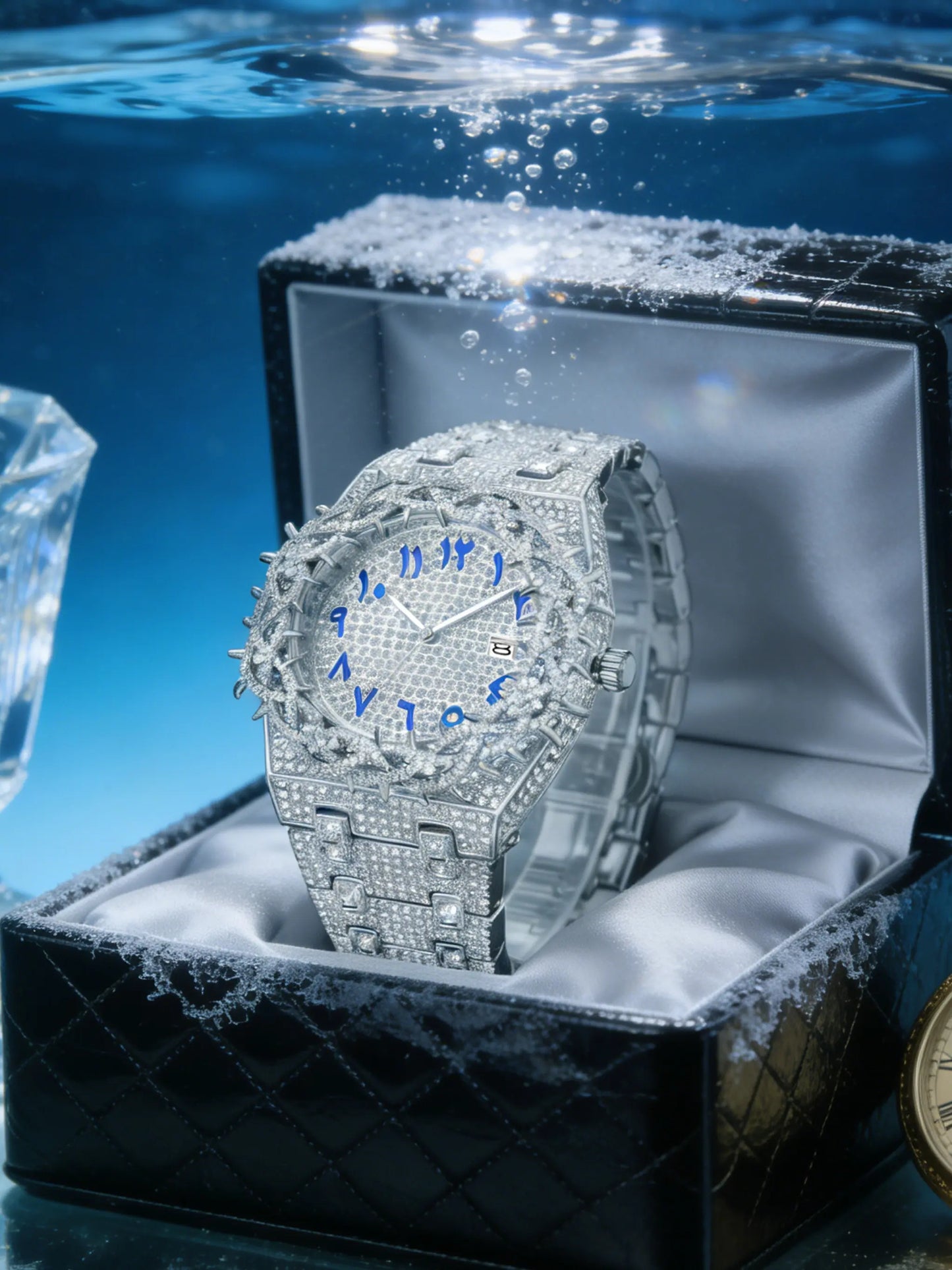 Men's Quartz Watch New Full Rhinestone Strap Ice-Cold Hip-Hop Large Dial, Unique Mesh Zirconia Design, Party Gift for Men Women, Rhinestone Watches, Rhinestone Wrist Watch