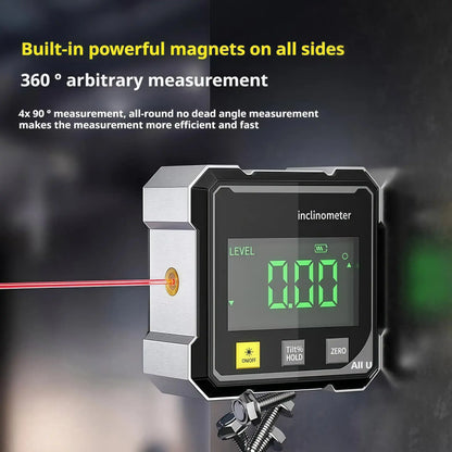 Magnetic Digital Angle Finder with Dual Laser Guide & 360° Magnetic Attachment Rechargeable Angle Meter for Woodworking Construction and Machinery