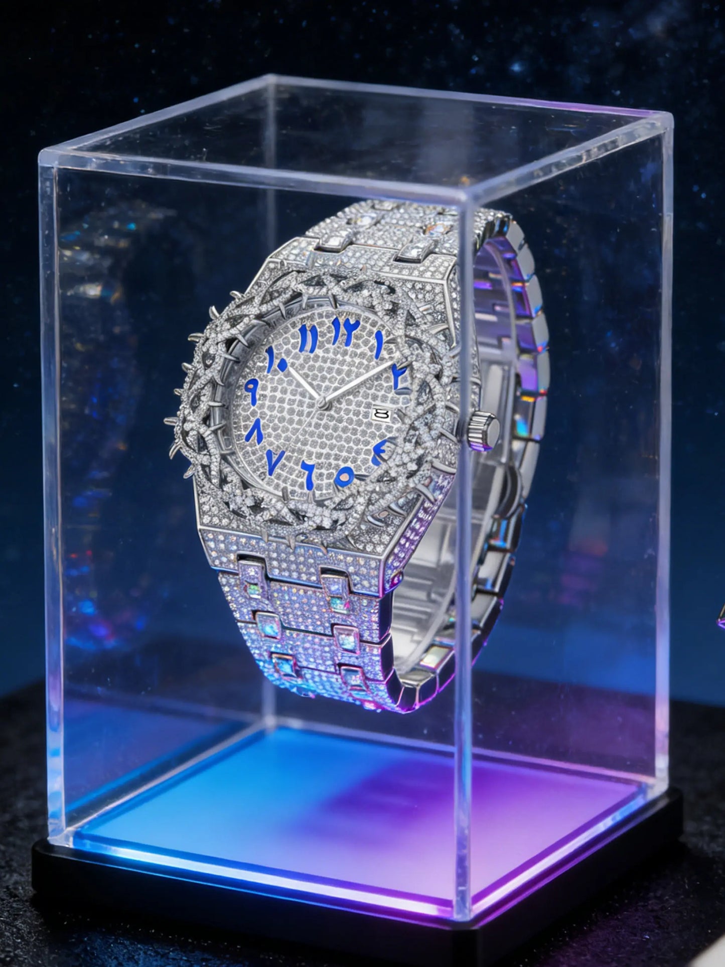 Men's Quartz Watch New Full Rhinestone Strap Ice-Cold Hip-Hop Large Dial, Unique Mesh Zirconia Design, Party Gift for Men Women, Rhinestone Watches, Rhinestone Wrist Watch