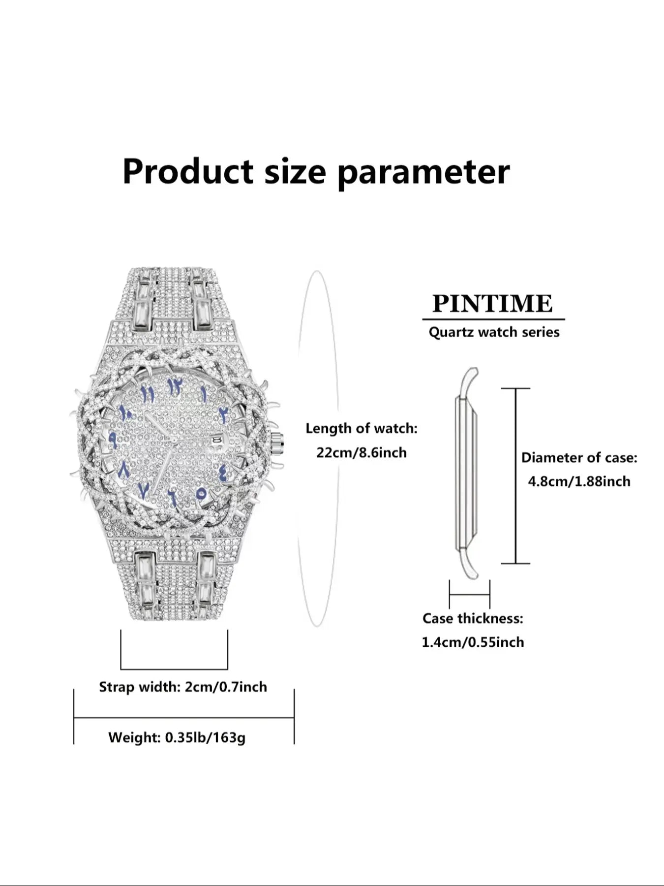 Men's Quartz Watch New Full Rhinestone Strap Ice-Cold Hip-Hop Large Dial, Unique Mesh Zirconia Design, Party Gift for Men Women, Rhinestone Watches, Rhinestone Wrist Watch