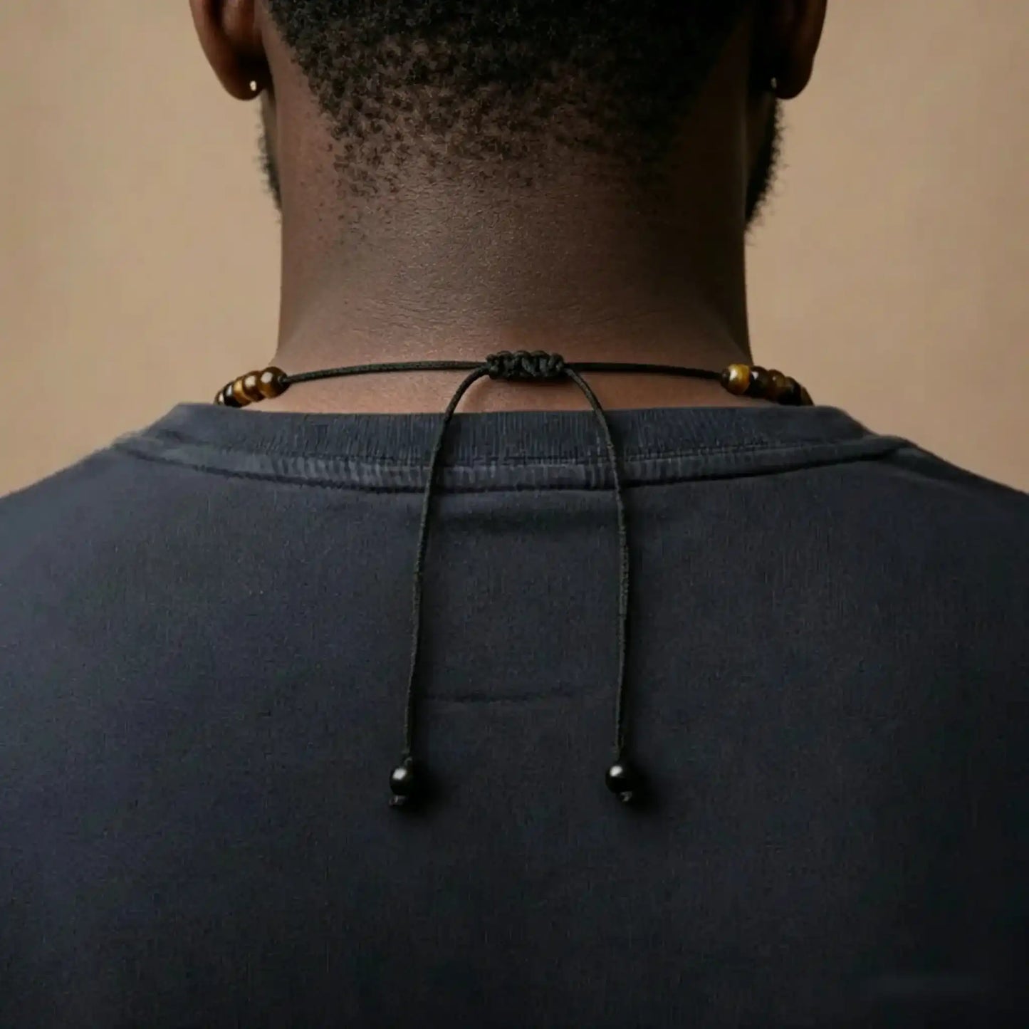 1 Piece Fashionable Retro Natural Tiger's Eye Geometric Pendant Adjustable Beaded Necklace Men's and Women's Daily Wear Jewelry Gifts