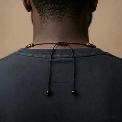 1 Piece Fashionable Retro Natural Tiger's Eye Geometric Pendant Adjustable Beaded Necklace Men's and Women's Daily Wear Jewelry Gifts
