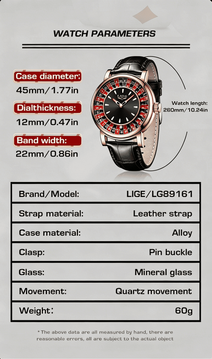 Men's Fashion Casual Round Dial Russian Roulette Interactive Analog Quartz Watch, Bringing Good Luck with a Lucky Roulette Wheel. Waterproof Design for Parties and Daily Wear, Quartz Wristwatch, Quartz Analog Watches.