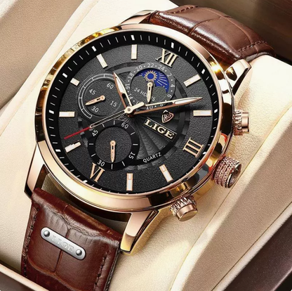 Men's Business Fashion Round Dial Analog Quartz Watch, Summer 2024 Casual Pu Leather Strap Watch, Perfect Gift for Men, with Box