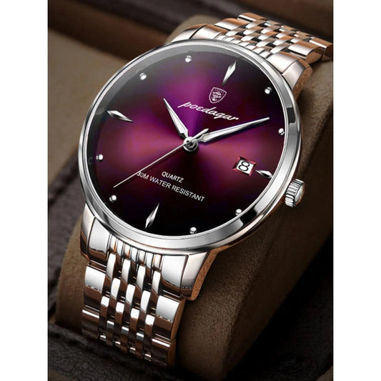 Men's Business Fashion Round Dial Stainless Steel Strap Quartz Watch, Durable Watch, Fashion Watch for Party, Daily Clothing Decor, Trendy All-match & Exquisite Watch for Gift without Box