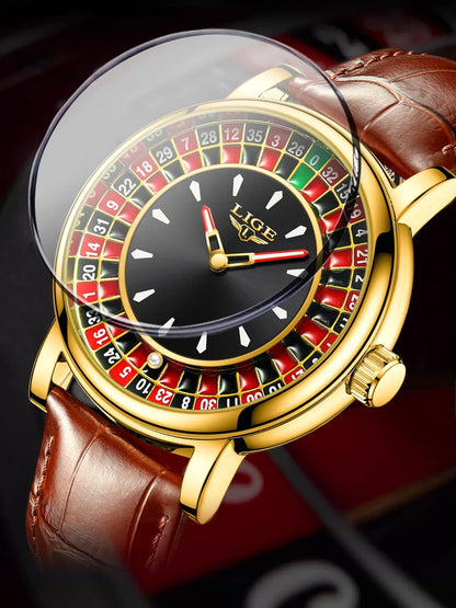 Men's Fashion Casual Round Dial Russian Roulette 12 Zodiac Theme Interactive Analog Quartz Watch, Waterproof Design for Parties and Daily Wear, Quartz Wristwatch, Quartz Analog Watches