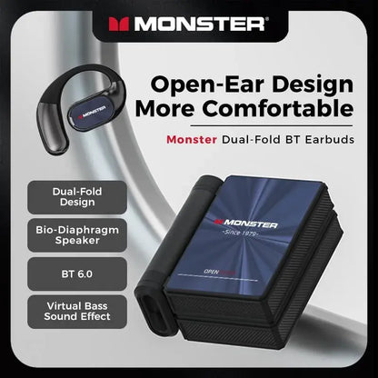 Monster Ear Buds - Headphones Bluetooth with Dual-Fold Design, Noise Isolation - 145H Playtime Wireless Earbuds Bluetooth 6.0, IPX5 Waterproof & Sweatproof Wireless Headphones, Headset Ideal Traveli