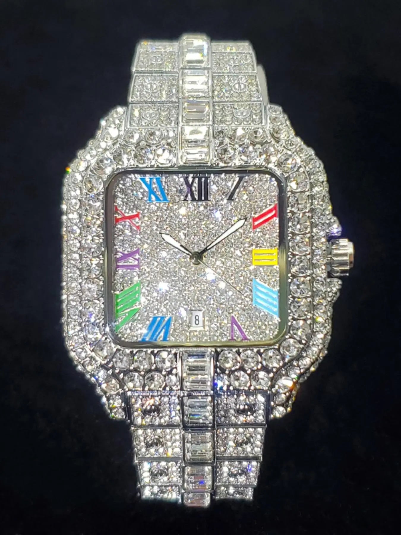 Men's Elegant Rhinestone Decorated Square Quartz Watch, Exquisite Trendy Wristwatch, Fashionable Watch for Men As Gift with Box, Elegant Square Dial, Stylish Watch, Party Fashion Watch, Stainless Steel Wristwatch