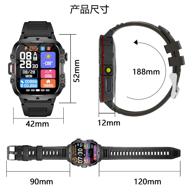 Multi-functional Smart Watch with Flashlight Compass, Fashionable Digital Watch with Heart Rate Monitoring & Sleep Tracking, Sports Watch with Multiple Sports Modes for Women & Men