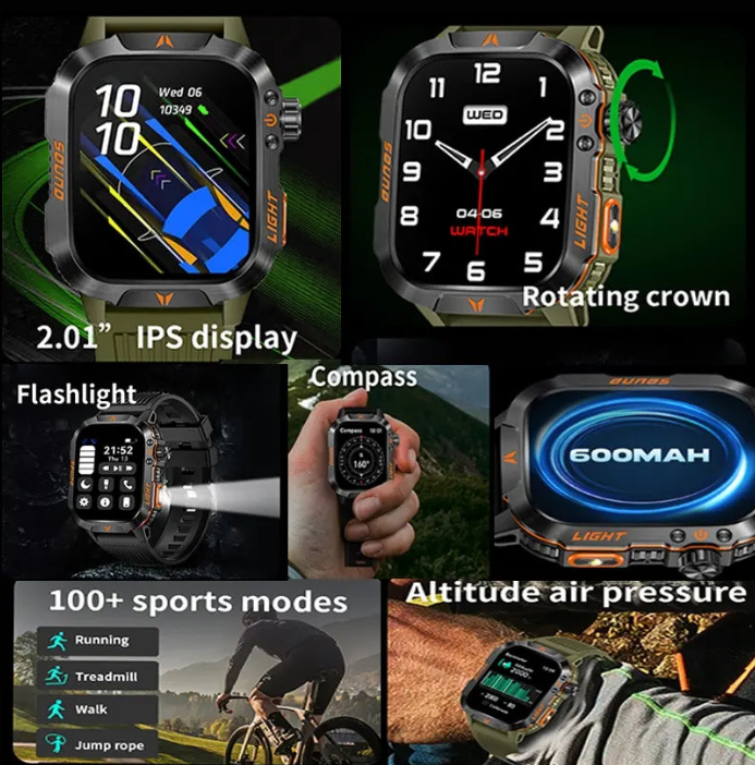 Multi-functional Smart Watch with Flashlight Compass, Fashionable Digital Watch with Heart Rate Monitoring & Sleep Tracking, Sports Watch with Multiple Sports Modes for Women & Men