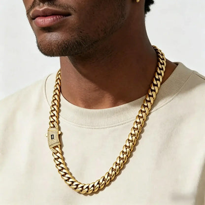 14K Real Gold-Plated Miami Cuban Necklace Waterproof, Fade-Proof Hypoallergenic, The Latest Electroplating Process for Rust Prevention, Miami Link Chain 8mm 20 inch, Hip-Hop Style Fashion Timeless Shine for Every Look men's jewelry