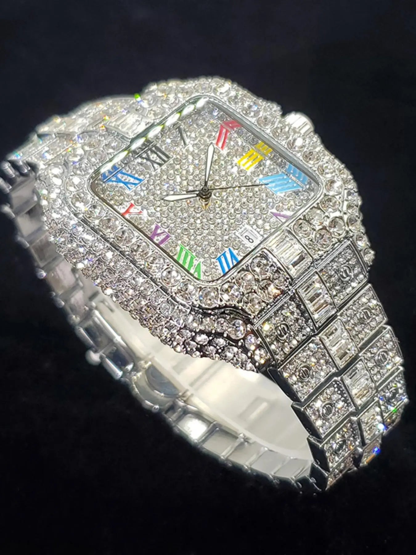 Men's Elegant Rhinestone Decorated Square Quartz Watch, Exquisite Trendy Wristwatch, Fashionable Watch for Men As Gift with Box, Elegant Square Dial, Stylish Watch, Party Fashion Watch, Stainless Steel Wristwatch