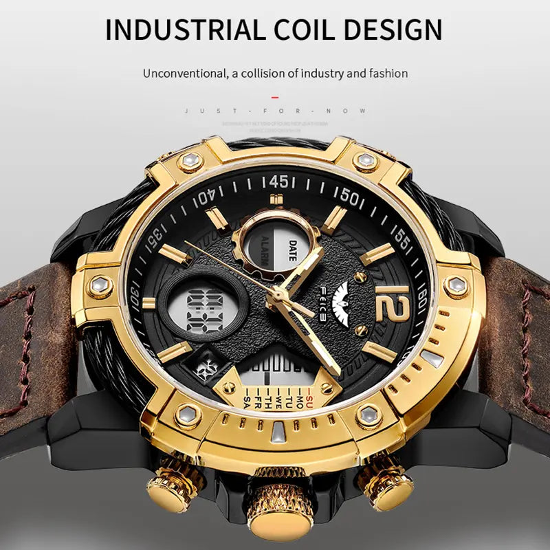 Genuine Luxury Men's Large Round Face Quartz Watch Set, 2026 New Multifunctional Luminescent Waterproof Steel Belt Timepiece with Modern Retro Design, Suitable for Daily/Formal Occasions