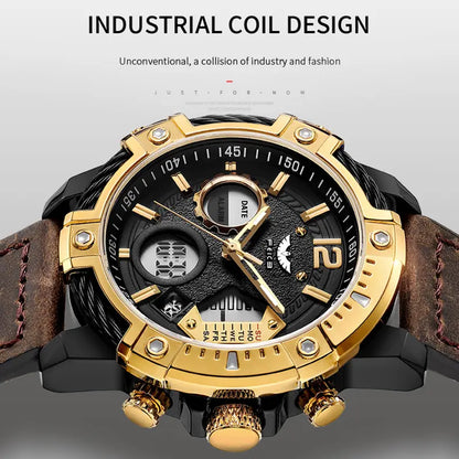 Genuine Luxury Men's Large Round Face Quartz Watch Set, 2026 New Multifunctional Luminescent Waterproof Steel Belt Timepiece with Modern Retro Design, Suitable for Daily/Formal Occasions
