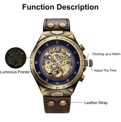 Automatic Mechanical Watch for Men-Classic Skeleton Dial Precision Wristwatch,Fashion Accessory with Retro Design,waterproof Gift for smart man