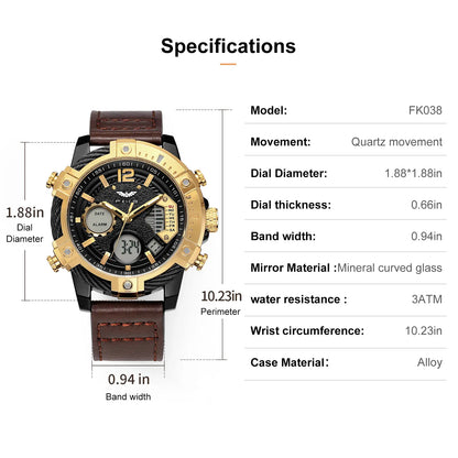 Genuine Luxury Men's Large Round Face Quartz Watch Set, 2026 New Multifunctional Luminescent Waterproof Steel Belt Timepiece with Modern Retro Design, Suitable for Daily/Formal Occasions