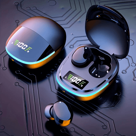True Wireless Earbuds Tech Gadgets - LED Digital Power Display, Chargeable, IPX4 Sweat Resistant Sweatproof Pod-Style RGB In-Ear Headphones, Bluetooth 5.3 Stable Connection, Auto Pairing for Sports & Daily Use
