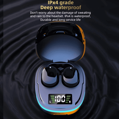 True Wireless Earbuds Tech Gadgets - LED Digital Power Display, Chargeable, IPX4 Sweat Resistant Sweatproof Pod-Style RGB In-Ear Headphones, Bluetooth 5.3 Stable Connection, Auto Pairing for Sports & Daily Use