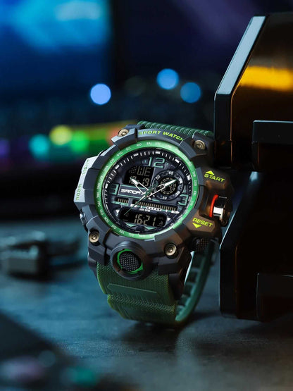 Men's Sportive Analog-digital Quartz Watch, Fashionable Waterproof Watch with Luminous & Alarm & Calendar Function, Waterproof Multifunctional Watch with Box