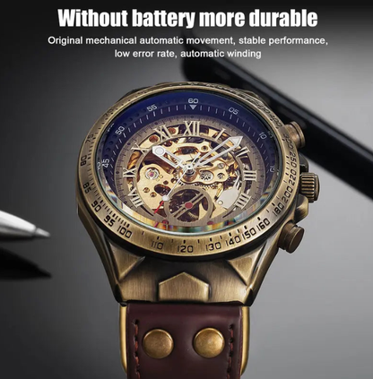 Automatic Mechanical Watch for Men-Classic Skeleton Dial Precision Wristwatch,Fashion Accessory with Retro Design,waterproof Gift for smart man