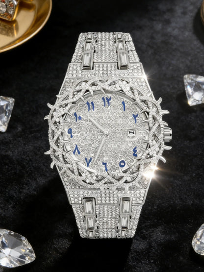 Men's Quartz Watch New Full Rhinestone Strap Ice-Cold Hip-Hop Large Dial, Unique Mesh Zirconia Design, Party Gift for Men Women, Rhinestone Watches, Rhinestone Wrist Watch