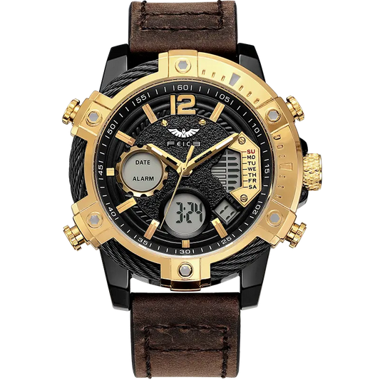 Genuine Luxury Men's Large Round Face Quartz Watch Set, 2026 New Multifunctional Luminescent Waterproof Steel Belt Timepiece with Modern Retro Design, Suitable for Daily/Formal Occasions