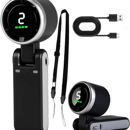 Portable Handheld Turbo Fan, 5 Gear Wind,4000mAh Battery Operated, Up to 10 Working Hours, 3 IN 1 Hand Fan Rechargeable with Air
