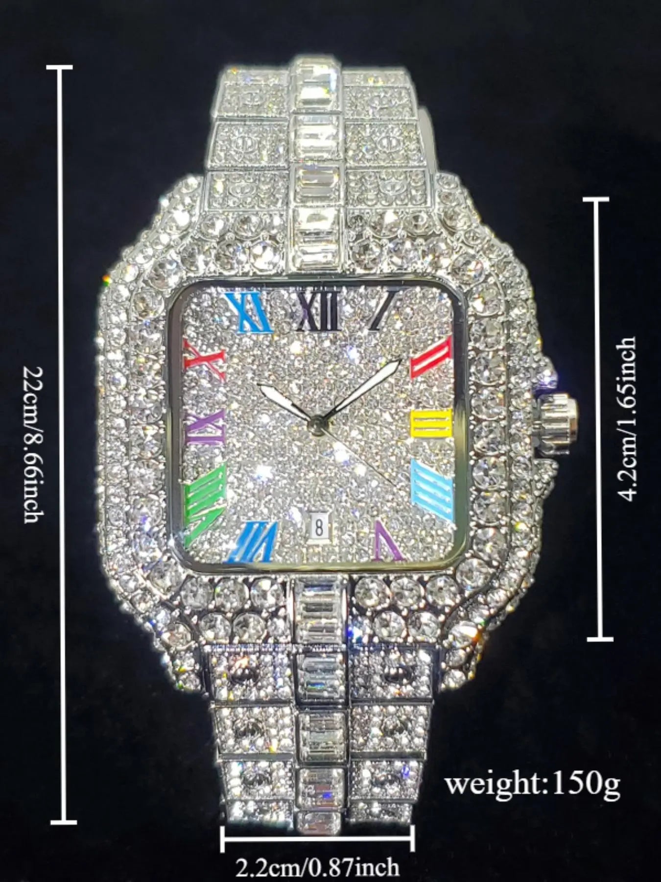 Men's Elegant Rhinestone Decorated Square Quartz Watch, Exquisite Trendy Wristwatch, Fashionable Watch for Men As Gift with Box, Elegant Square Dial, Stylish Watch, Party Fashion Watch, Stainless Steel Wristwatch