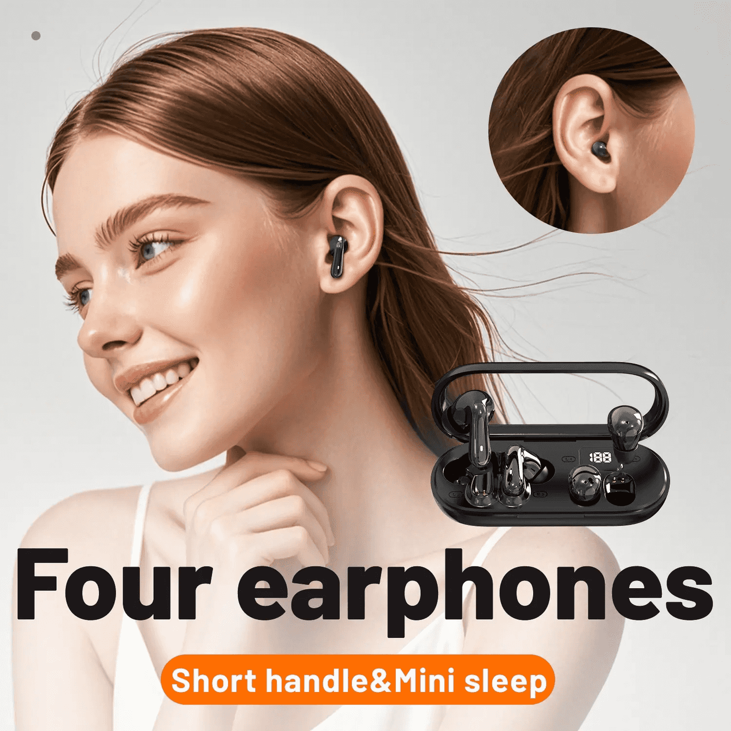 Mini Invisible Headphones, Bluetooth True Wireless In-Ear Earphones with Built-in Mic, Intelligent Touch, ENC Noise Canceling, IPX5 Waterproof – Perfect for Sport, Workout, Running, Gym. Available for Two Users (Two Pairs of Earbuds).