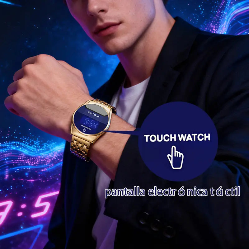 【Weeklydeals】Touchscreen Racing Sport watch Luxury Mens Racing Sport Iridescent diamond-shaped mirror surfacet WatchMultifunction Chronograph Stainless Stee! Casual Business Stvle Perfect Giftfor Him fashionable wristwatch time display