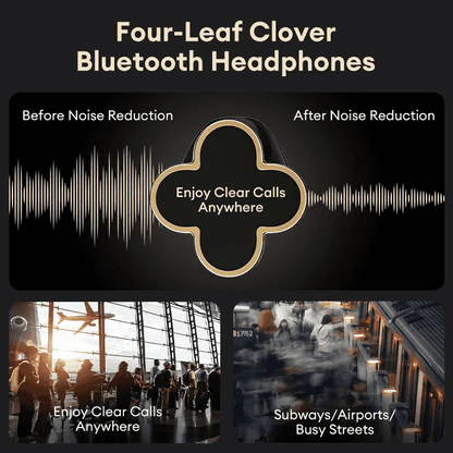 Four-Leaf Clover Wireless Earbuds with Bluetooth 5.4, Stable Connection, ENC Call Noise Cancellation, Super Stereo Sound, Luxury Retro Jewelry-Style Design for Women, Elegant Charging Case, Compatible with Android & iOS, Ideal Gift for Girls