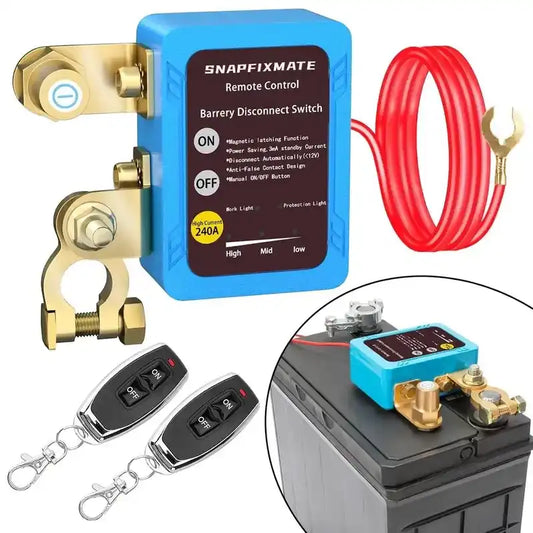 Remote Battery Disconnect Switch 12v, 240A, Upgrade Smart Voltage Car Kill Switch Anti-Theft, Prevent Battery Drain, Remote Battery Kill Switch for Car, Truck, RV (Flat Installation)
