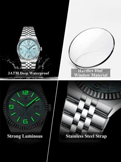 original high-quality men's watch, waterproof, luminous, date, luxury, stainless steel quartz watch, men's watch, Modern Fashionable Wristwatch, Business Fashion Watches
