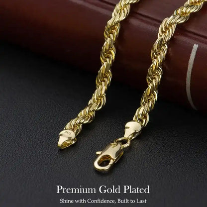 14K Real Gold-Plated 2pcs Bracelet Set (Braided Twist Rope + Bold Cuban Curb Chain) - Gift Box Packaged | Get 2 Bracelets for the Price of 1, No Extra Cost!