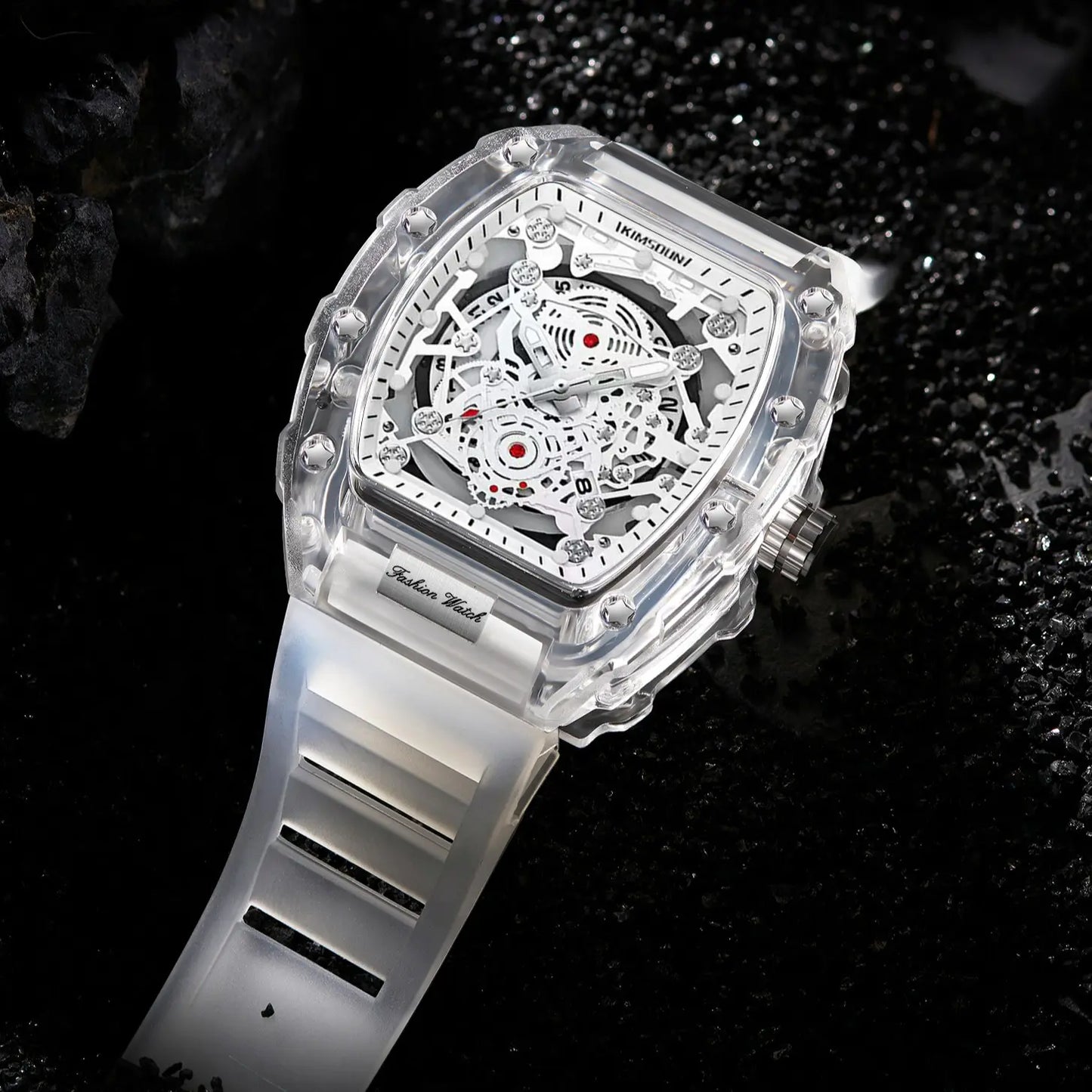 Men's Luxury Barrel-shaped Transparent Waterproof Quartz Watch for Outdoor, Back to School, Parties, Daily & Fall. Ideal Birthday, Gift with Box.