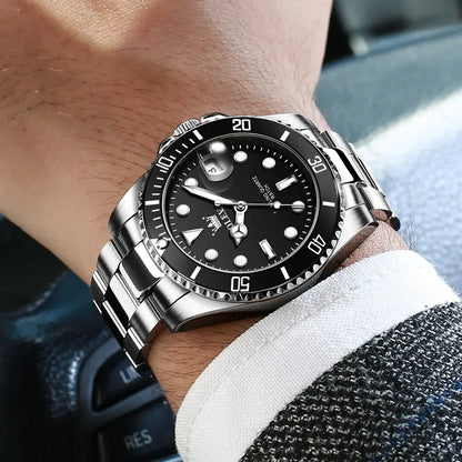 Men's Luxury Large Dial Watch, Stainless Steel Strap, Daily Waterproof, Precision Quartz Movement. The choice of successful men, a symbol of business elite's taste.The perfect gift for birthdays, Father's Day, anniversaries
