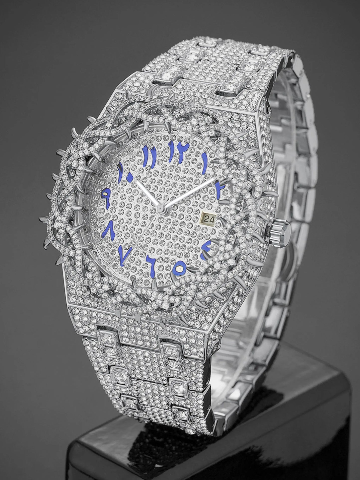 Men's Quartz Watch New Full Rhinestone Strap Ice-Cold Hip-Hop Large Dial, Unique Mesh Zirconia Design, Party Gift for Men Women, Rhinestone Watches, Rhinestone Wrist Watch