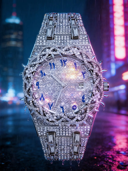 Men's Quartz Watch New Full Rhinestone Strap Ice-Cold Hip-Hop Large Dial, Unique Mesh Zirconia Design, Party Gift for Men Women, Rhinestone Watches, Rhinestone Wrist Watch
