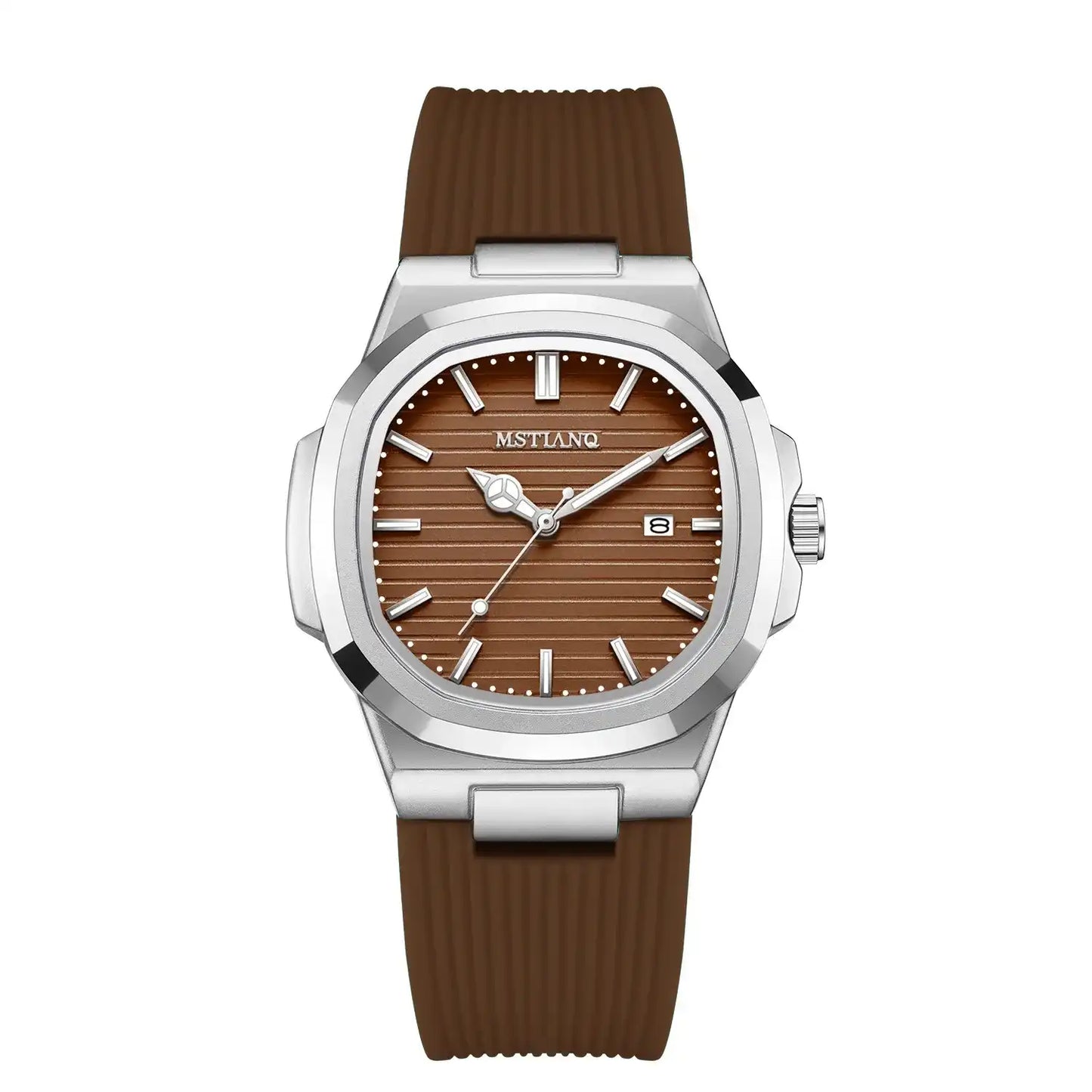 Men's Minimalist Fashion Watch, Rose Gold Dial, Waterproof, Luminous, Silicone Strap, Business Watch