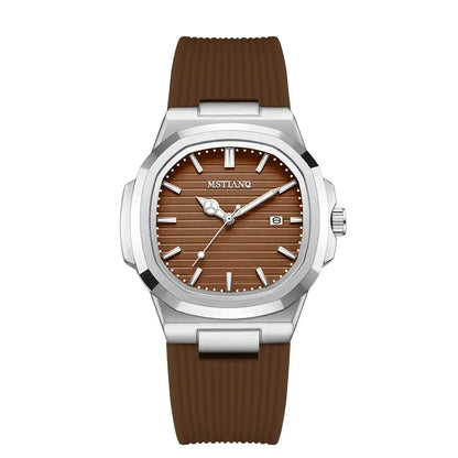 Men's Minimalist Fashion Watch, Rose Gold Dial, Waterproof, Luminous, Silicone Strap, Business Watch