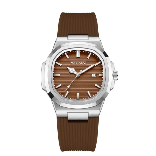 Men's Minimalist Fashion Watch, Rose Gold Dial, Waterproof, Luminous, Silicone Strap, Business Watch