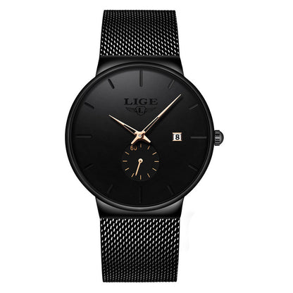 LIGE Sleek Minimalist Men's Watch – 40mm Ultra‑Thin Design, 30M Water Resistant