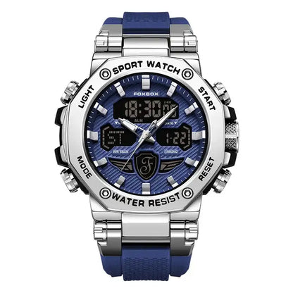 Men's Business Digital Watch Gift – 2026 Multifunctional Dual-Display, 50m Waterproof, Chronograph, Backlight, Blue Dial Stainless Steel, Outdoor Casual Style, with Gift Box – Ideal Birthday & Business Choice