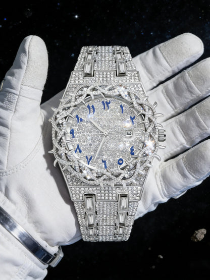 Men's Quartz Watch New Full Rhinestone Strap Ice-Cold Hip-Hop Large Dial, Unique Mesh Zirconia Design, Party Gift for Men Women, Rhinestone Watches, Rhinestone Wrist Watch