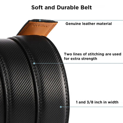 Can be trimmed] Mens Belt Leather Ratchet Easy Release Belt For Men Designer Belt Dress and Casual with Adjustable Buckle for Men's Wear Gift Outdoorfun Textured for Birthday Gift/ accessories men/business belt no hole