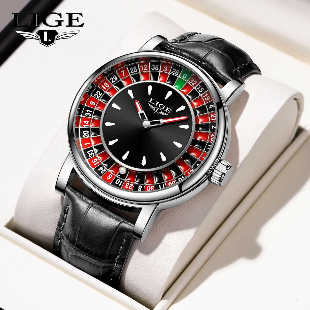 Men's Fashion Casual Round Dial Russian Roulette Interactive Analog Quartz Watch, Bringing Good Luck with a Lucky Roulette Wheel. Waterproof Design for Parties and Daily Wear, Quartz Wristwatch, Quartz Analog Watches.